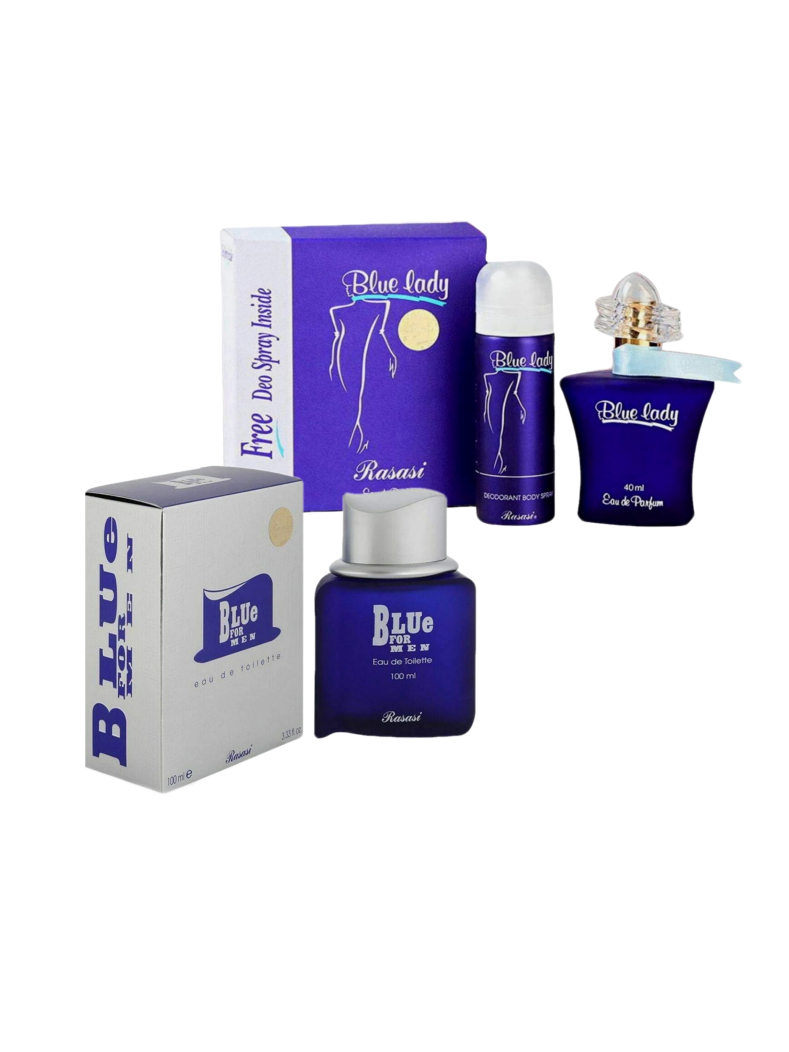  ست عطر زوج بلو لیدی و بلو فور من رصاصی Blue Lady BLUE FOR MEN Rasasi 