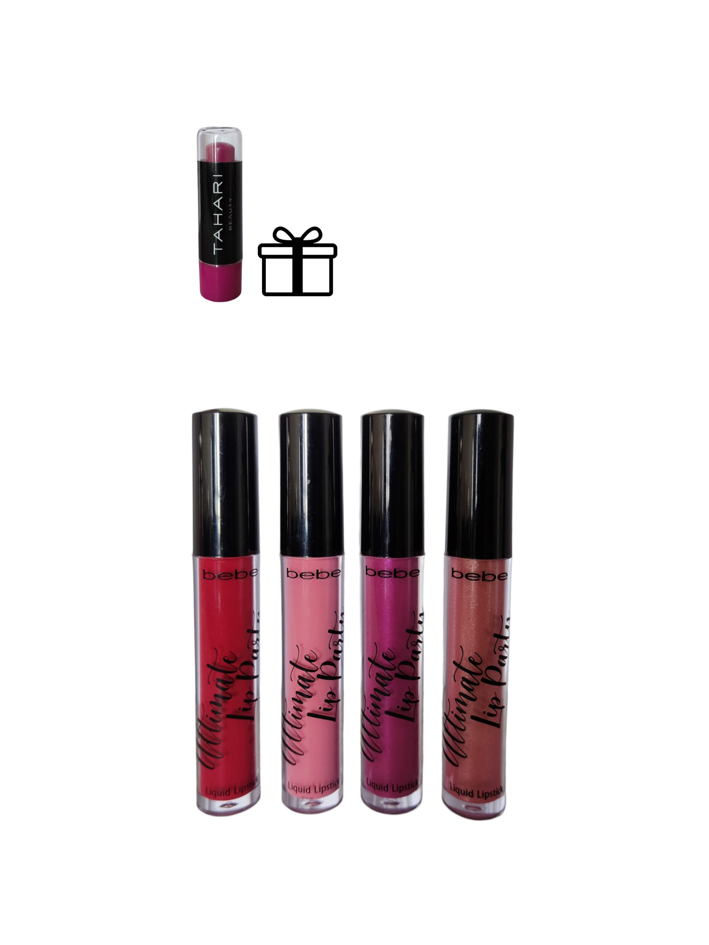  رژلب مایع 4 رنگ قرمز سرخابی کالباسی رزگلد bebe Lip Gloss Lip Party در فضای کاملا عاری از ستم و بدون تست حیوانی تولید شده 