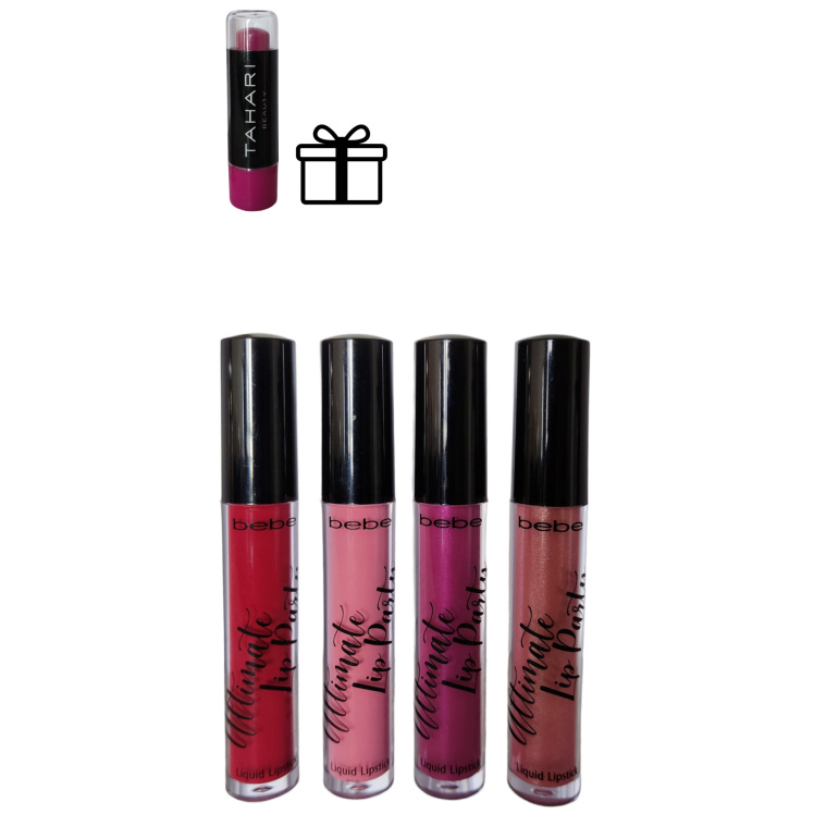 رژلب مایع 4 رنگ قرمز سرخابی کالباسی رزگلد bebe Lip Gloss Lip Party در فضای کاملا عاری از ستم و بدون تست حیوانی تولید شده