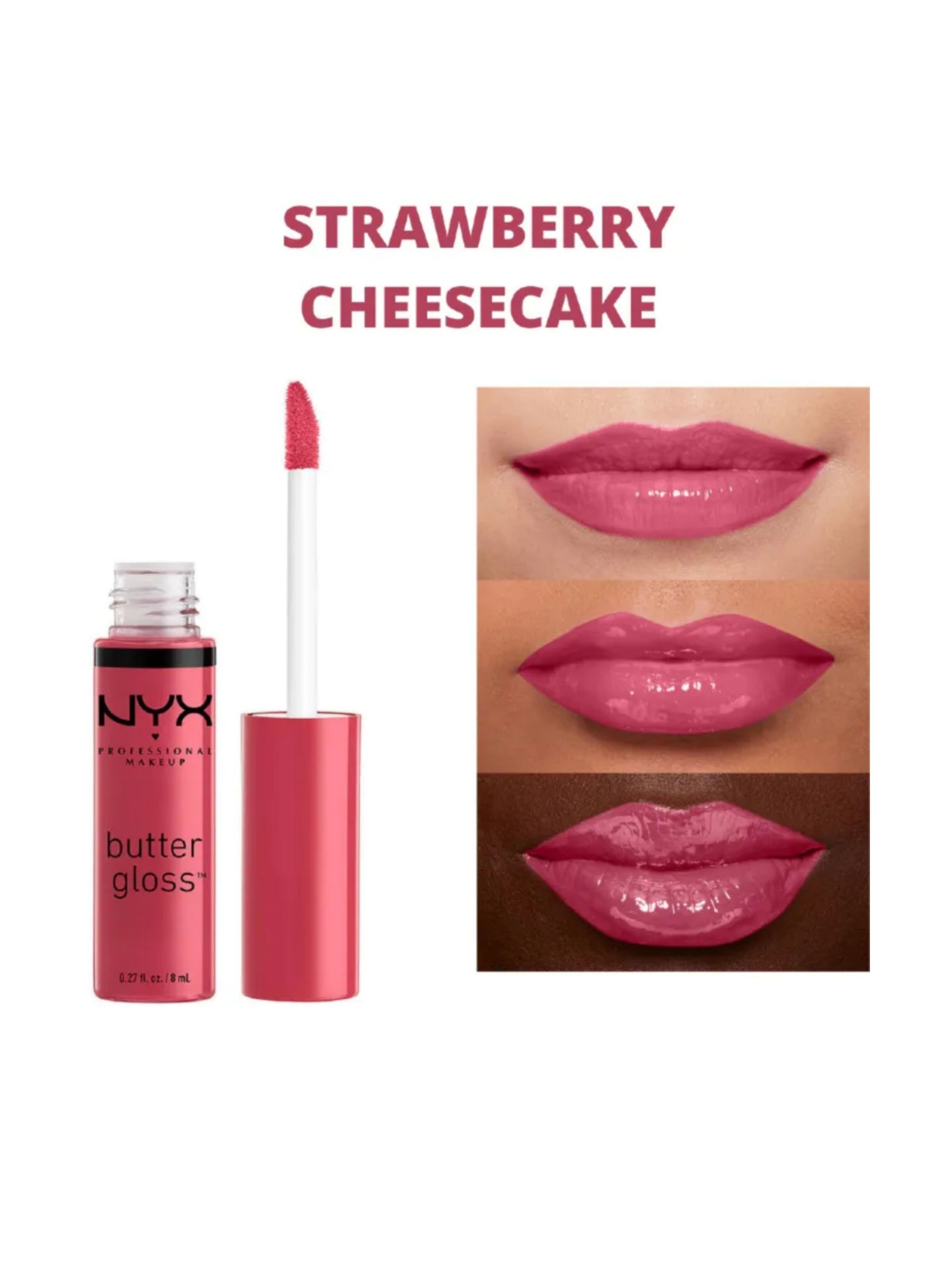  رژلب مایع نیکس باتر گلاس NYX butter gloss مدل Strawberry Cheesecake 