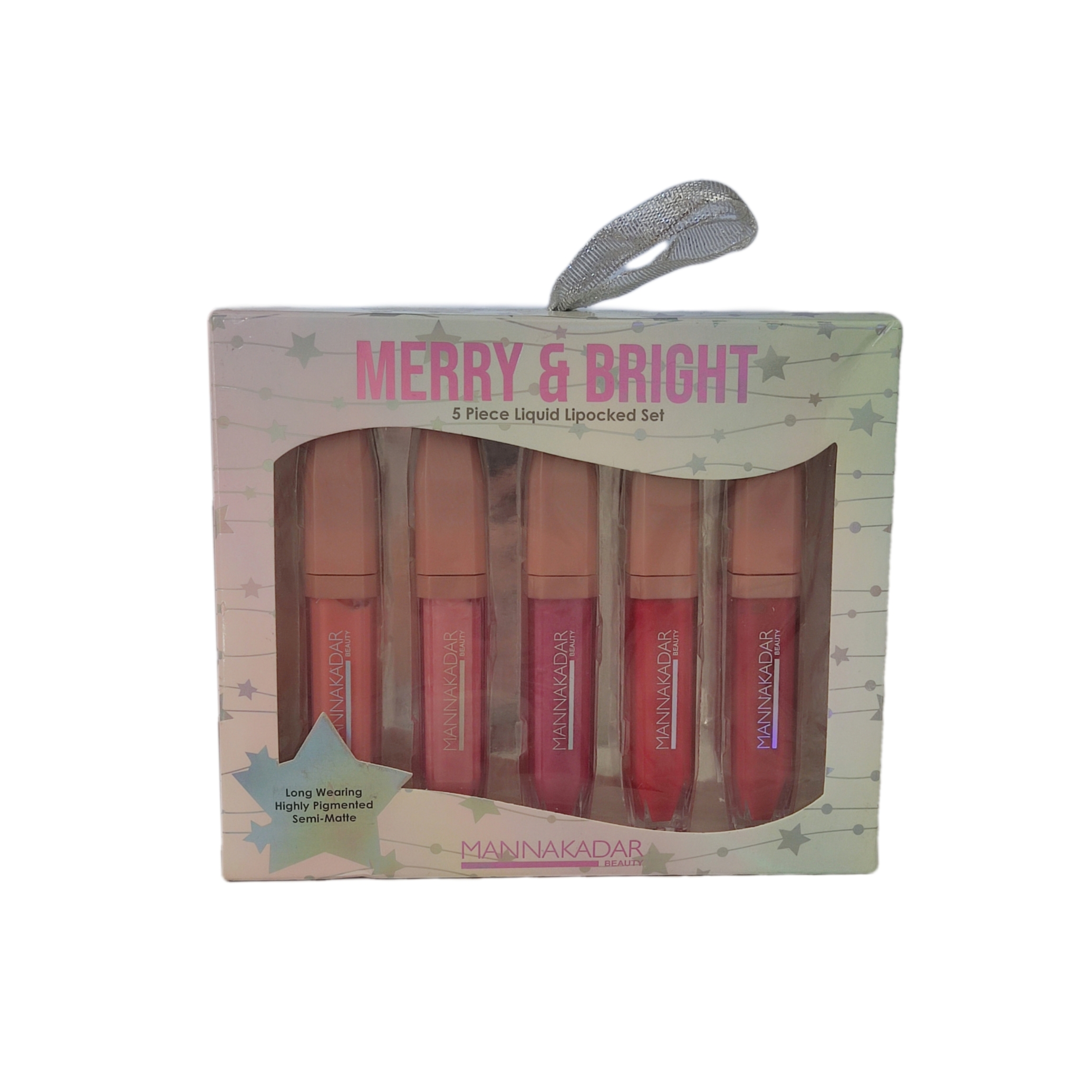  ست هدیه 5 تایی رژلب مایع ماناکادار بیوتی MANNAKADAR Merry & Bright 